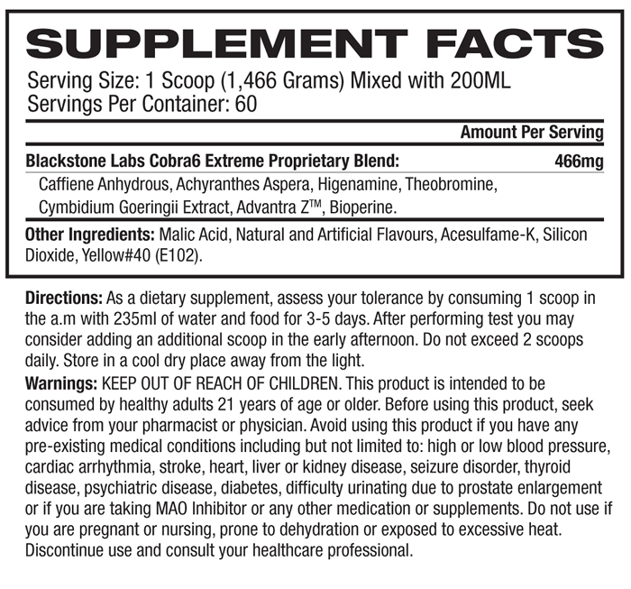 Nutrition Facts Cobra 6