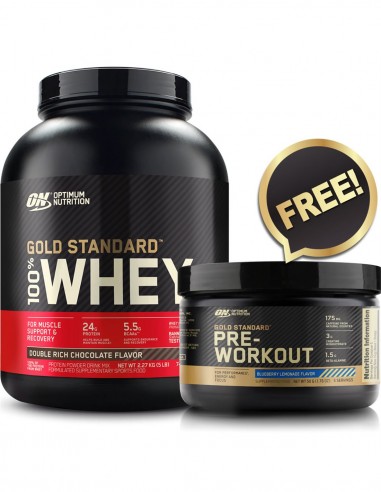 Gold Standard 100% Whey 5lb + Free Amino Energy Trial by Optimum Nutrition