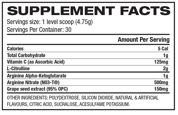 NO3 Chrome Nutrition Facts