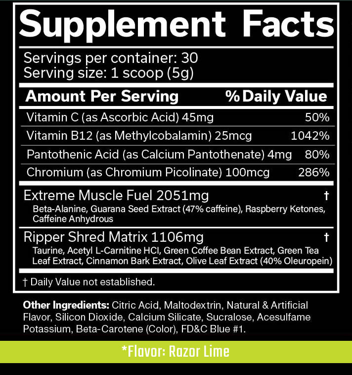 The Ripper Fact Burner Nutrition Facts