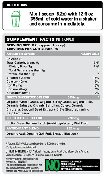 Oxygreens by ehplabs Nutrition facts