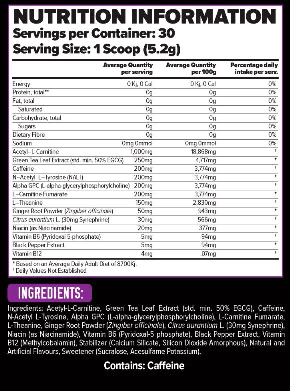 Incrin8 Nutrition Facts