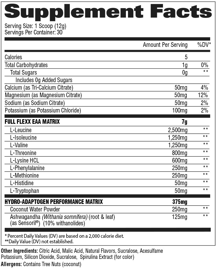 Gat Flexx EAA Nutrition Facts