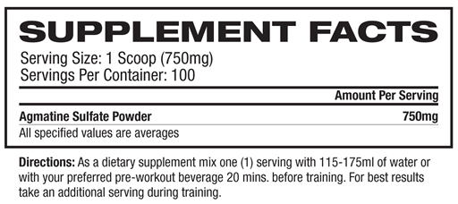 GAT Agmatine Nutrition Facts
