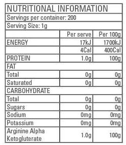 Arginine AKG by Gen-tec Nutrition Nutrition Facts