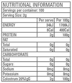 Colostrum by Gen-tec Nutrition Nutrition Facts