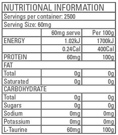 L-Taurine by Gen-tec Nutrition Nutrition Facts