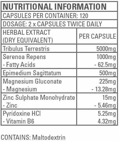 ULTIMATE MALE FUEL CAPSULES BY GEN-TEC NUTRITION Nutrition Facts