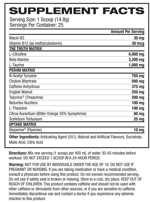 Inspired DVST8 BBD Nutrition Facts