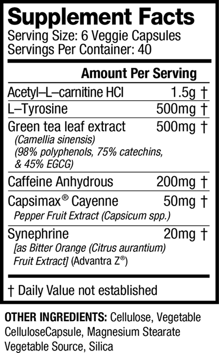 JYM Shred Nutrition facts