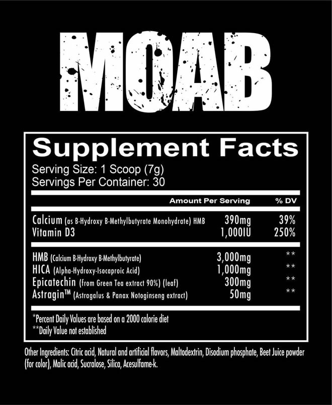 Redcon1 MOAB Nutrition Facts