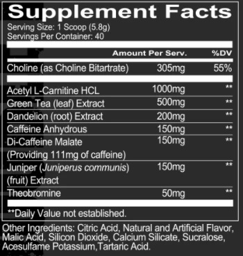 Redcon1 Double Tap Nutrition Facts