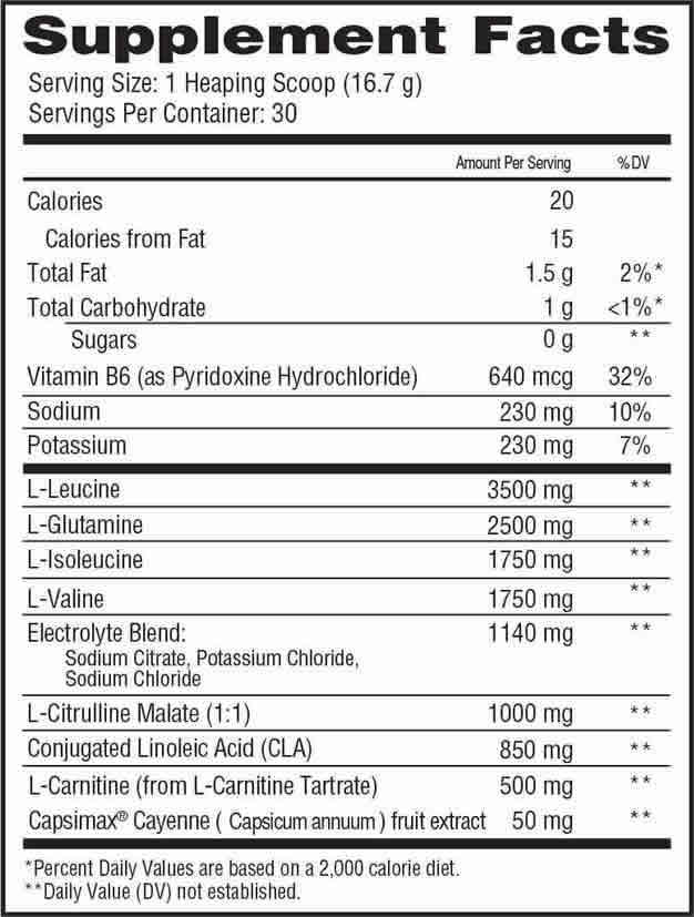 Xtend Ripped Nutrition Facts